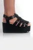 Bethany Black Flatform Strappy Sandals sold by Rebellious Fashion