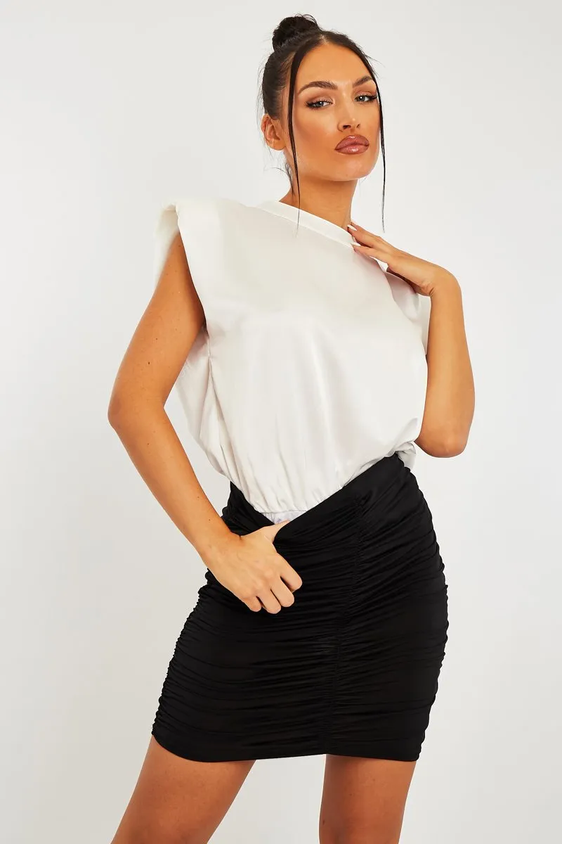 Black Slinky Ruched Middle Mini Skirt - Kacy sold by Rebellious Fashion product image thumbnail 3