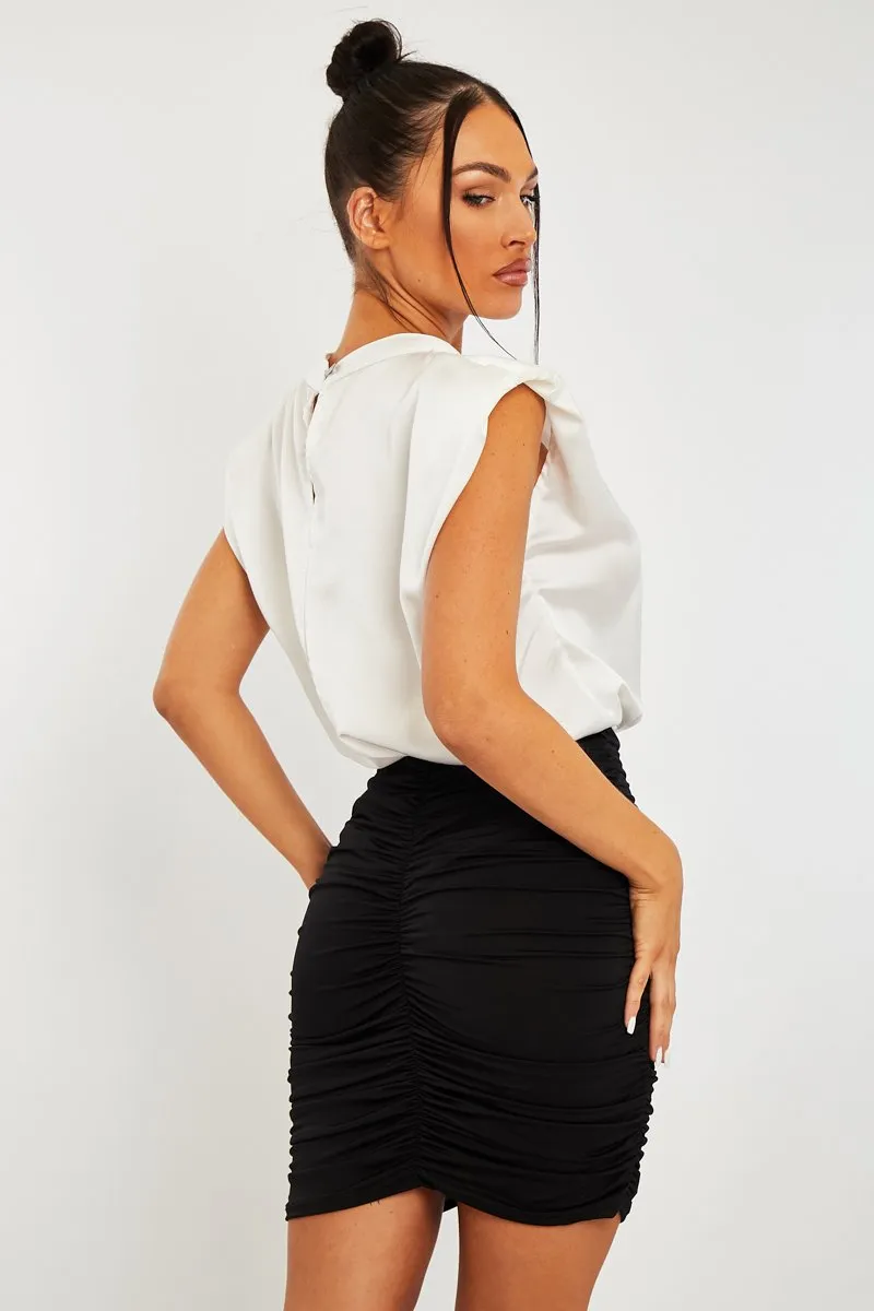 Black Slinky Ruched Middle Mini Skirt - Kacy sold by Rebellious Fashion product image thumbnail 5
