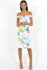 White Floral Print Off the Shoulder Midi Dress - Harmony sold by Rebellious Fashion