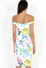 White Floral Print Off the Shoulder Midi Dress - Harmony sold by Rebellious Fashion