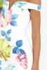 White Floral Print Off the Shoulder Midi Dress - Harmony sold by Rebellious Fashion