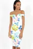 White Floral Print Off the Shoulder Midi Dress - Harmony sold by Rebellious Fashion