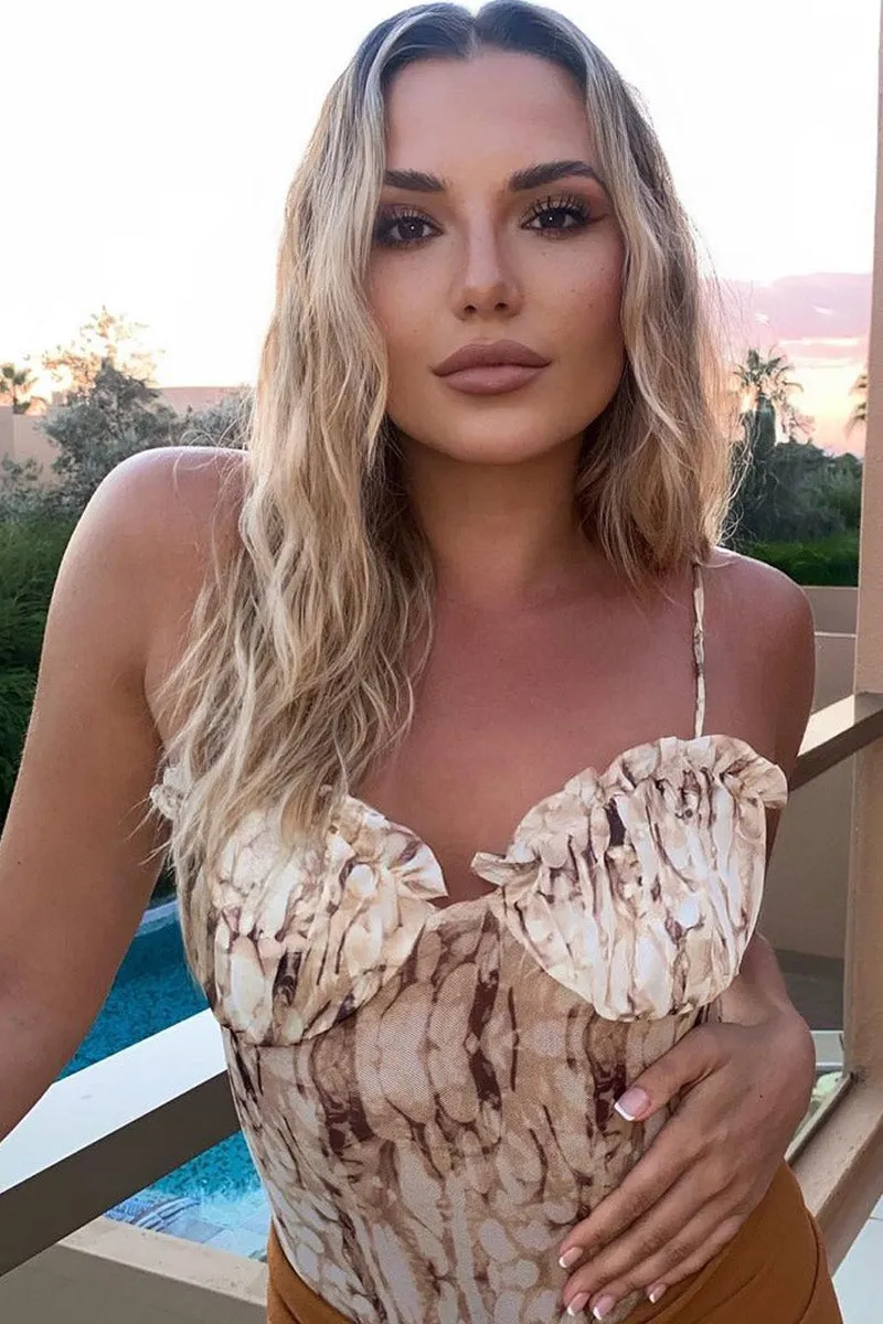 Beige Floral Corset Detail Bodysuit - Clarah sold by Rebellious Fashion product image thumbnail 5