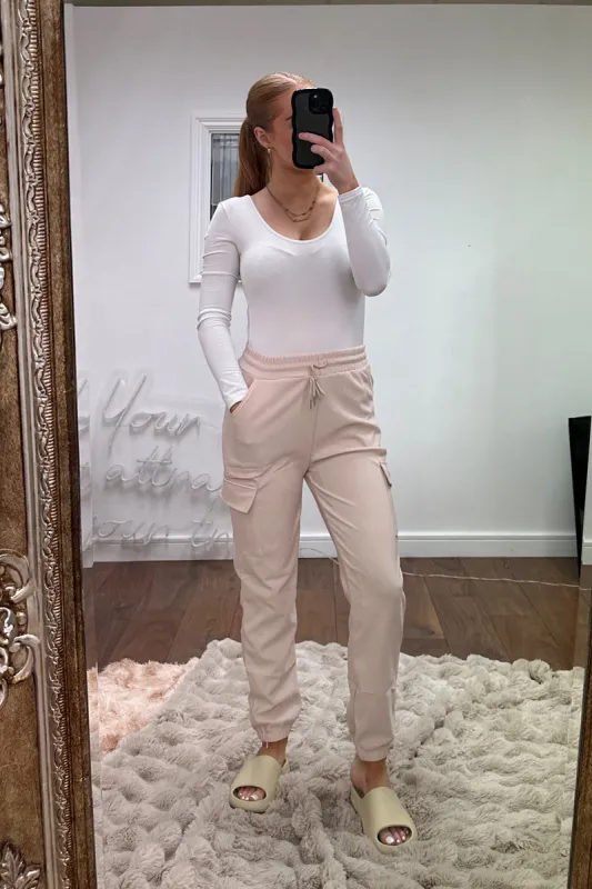 Stone Cuffed Hem Cargo Trousers - Rain sold by Rebellious Fashion