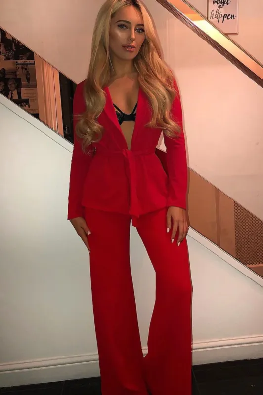 Red Belted Blazer - Kenna sold by Rebellious Fashion