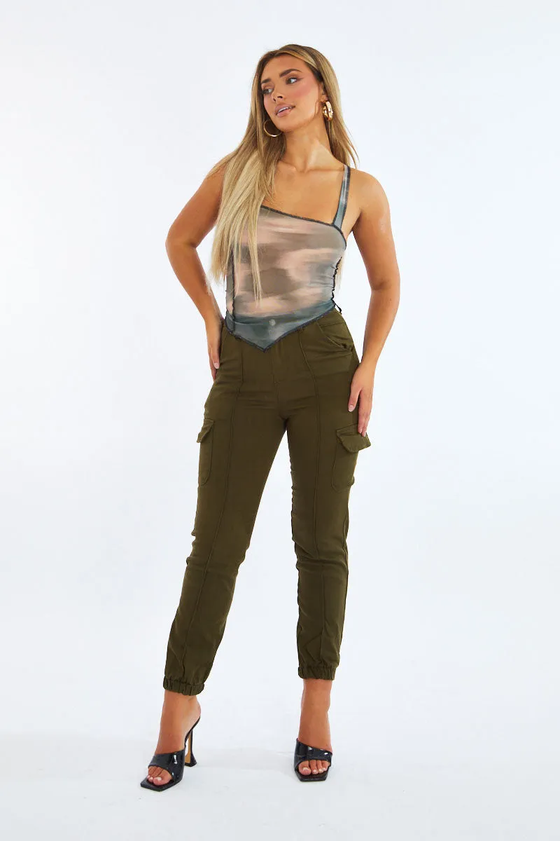 Tie Dye Print Mesh Asymmetric Crop Top - Filippa sold by Rebellious Fashion product image thumbnail 3