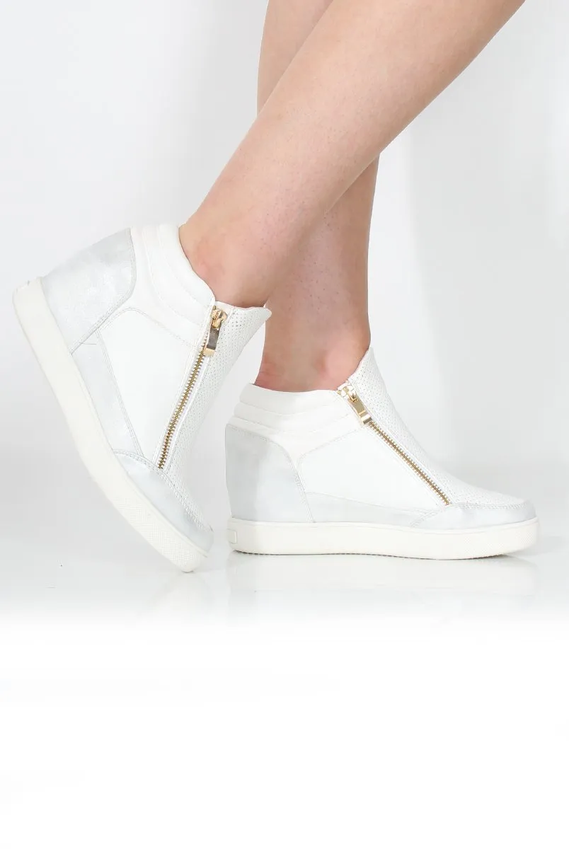 Dina White Wedged Trainers sold by Rebellious Fashion product image thumbnail 3