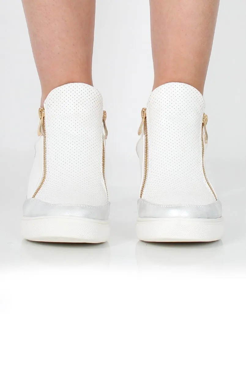 Dina White Wedged Trainers sold by Rebellious Fashion product image thumbnail 2
