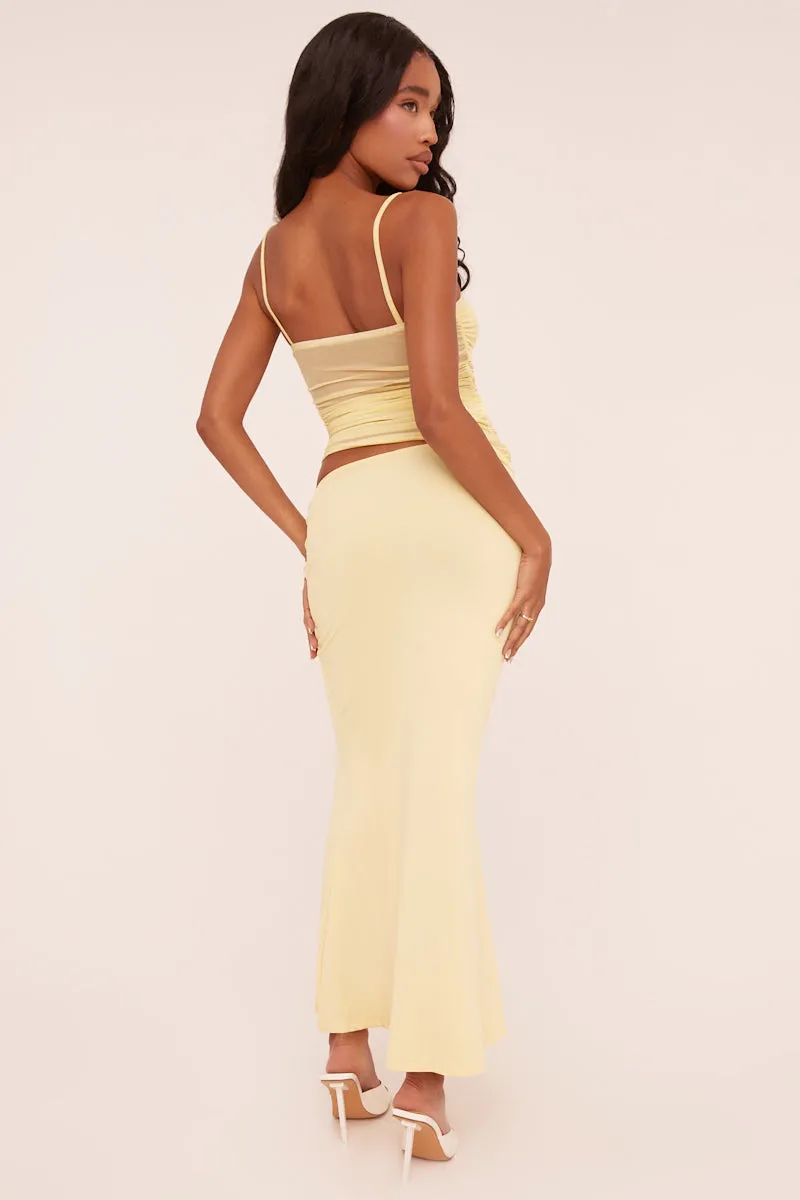 Yellow Ruched Mesh Top & Maxi Skirt Co-ord Set - Timberly sold by Rebellious Fashion product image thumbnail 4