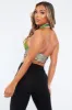 Green Mesh Blend Halter Neck Crop Top - Naroa sold by Rebellious Fashion