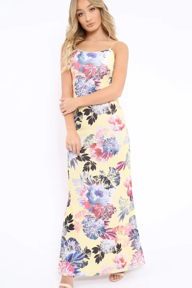 Yellow Floral Print Maxi Dress - Karin sold by Rebellious Fashion