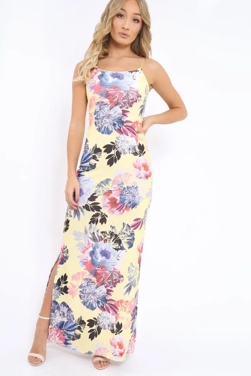 Yellow Floral Print Maxi Dress - Karin sold by Rebellious Fashion product image thumbnail 4