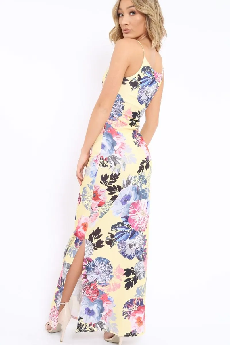 Yellow Floral Print Maxi Dress - Karin sold by Rebellious Fashion product image thumbnail 3