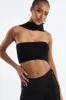 Black Knit Choker Neck Cropped Top - Lia sold by Rebellious Fashion