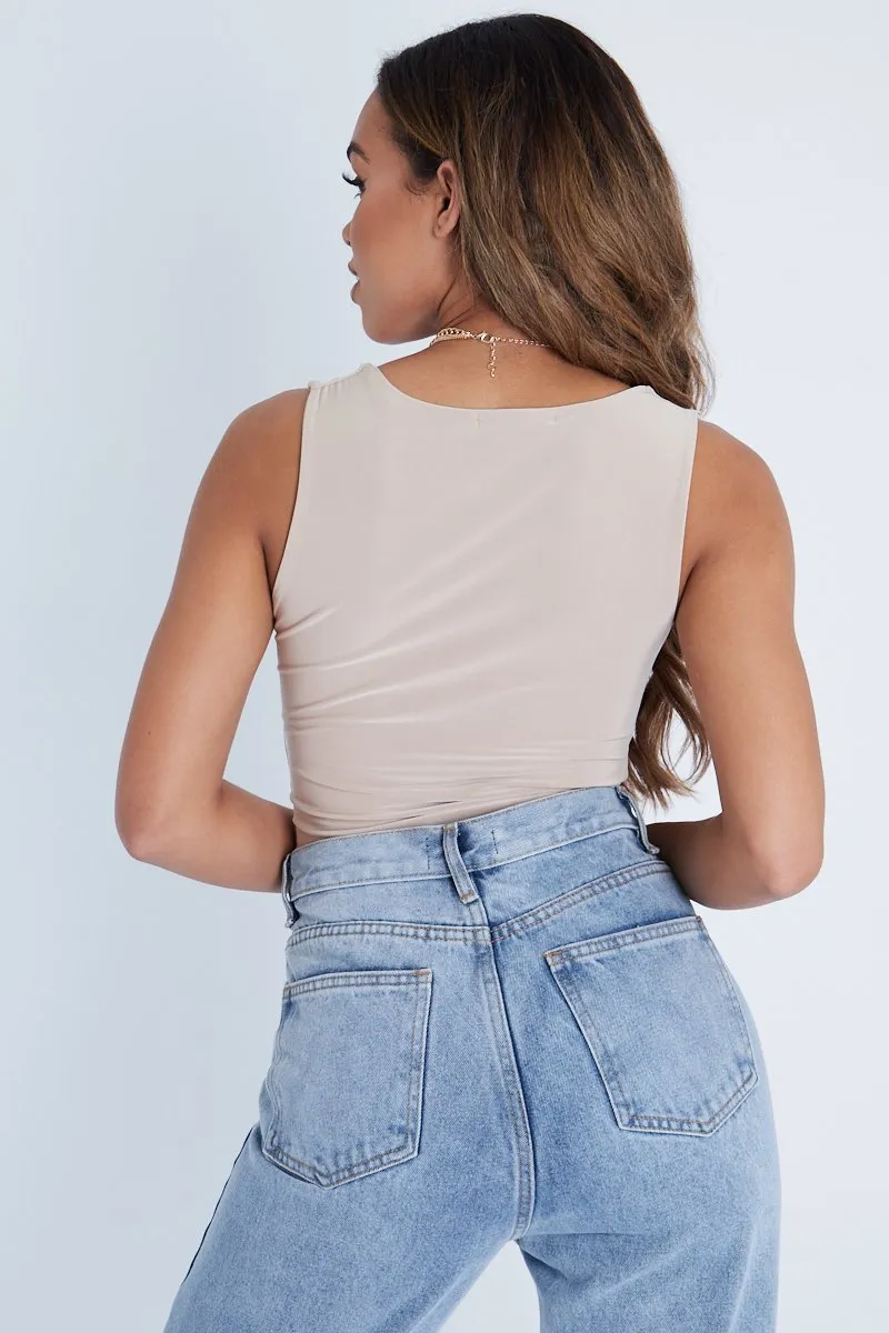Stone Double Layered Slinky Square Neck Bodysuit - Iriana sold by Rebellious Fashion product image thumbnail 3