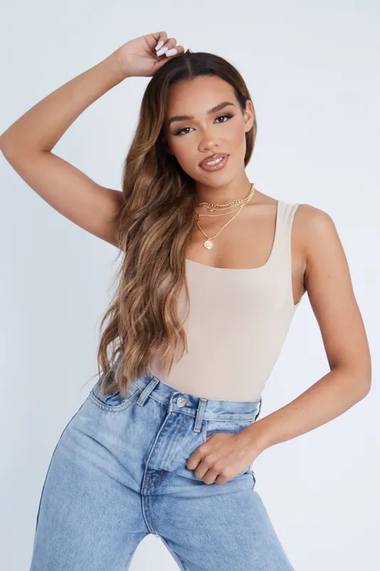 Stone Double Layered Slinky Square Neck Bodysuit - Iriana sold by Rebellious Fashion