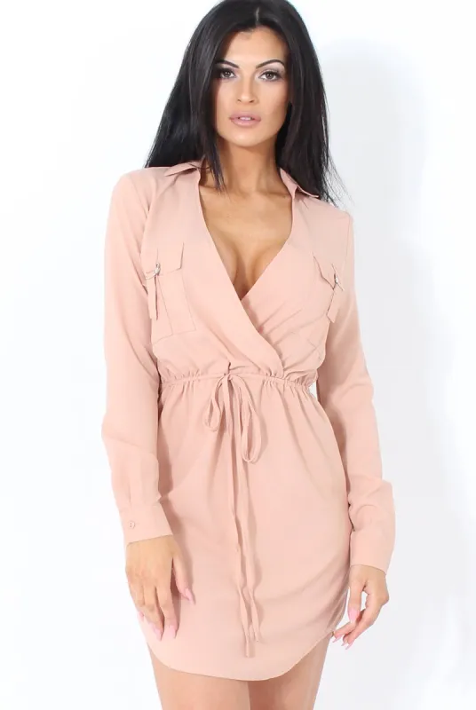 Rose Curved Hem Elasticated Waist Wrap Dress- Cadie sold by Rebellious Fashion