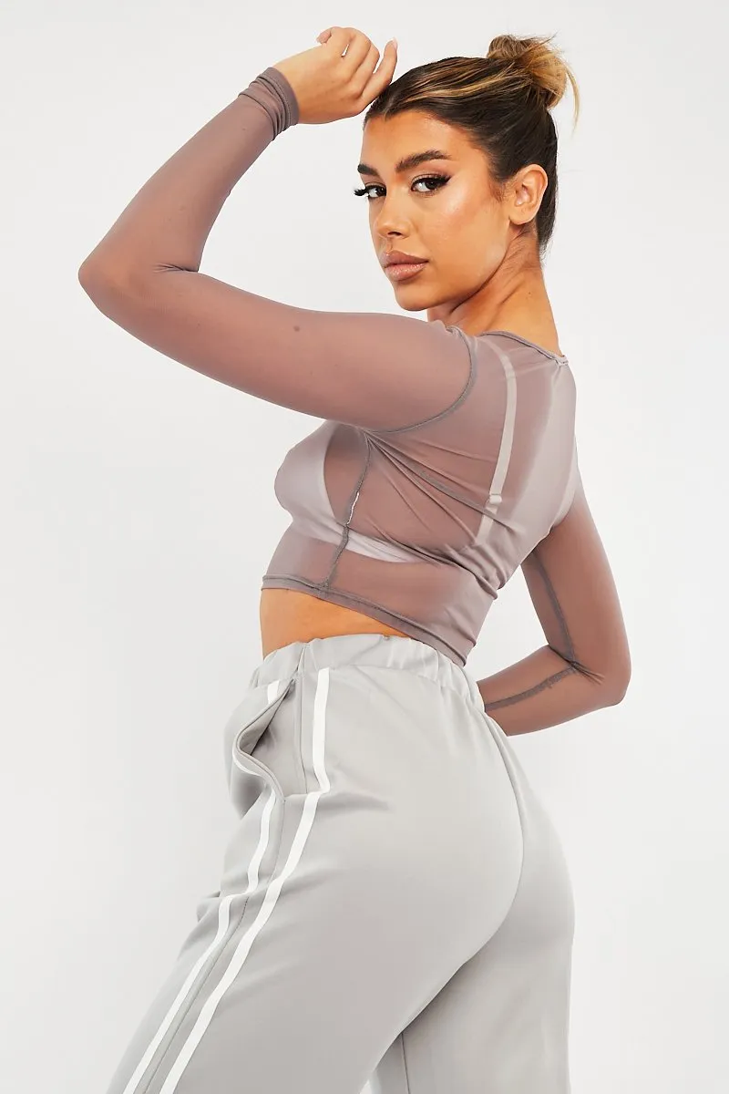 Mink Mesh Long Sleeve Crop Top - Aaima sold by Rebellious Fashion product image thumbnail 4