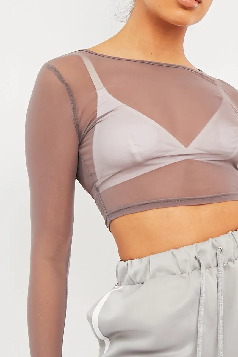 Mink Mesh Long Sleeve Crop Top - Aaima sold by Rebellious Fashion product image thumbnail 3