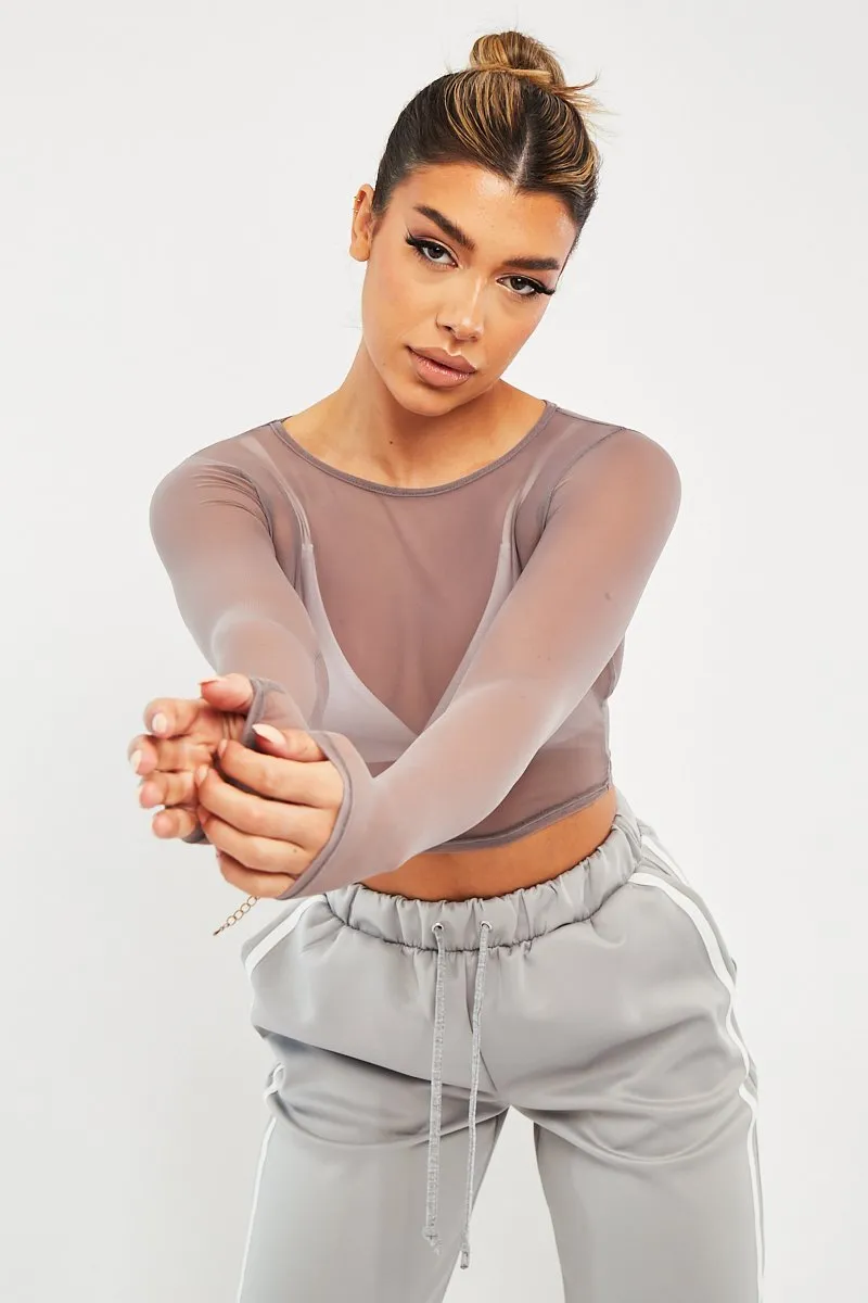 Mink Mesh Long Sleeve Crop Top - Aaima sold by Rebellious Fashion product image thumbnail 2