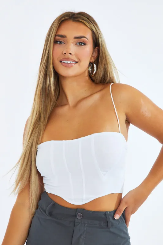 White Corset Detail Cropped Top - Cosima sold by Rebellious Fashion