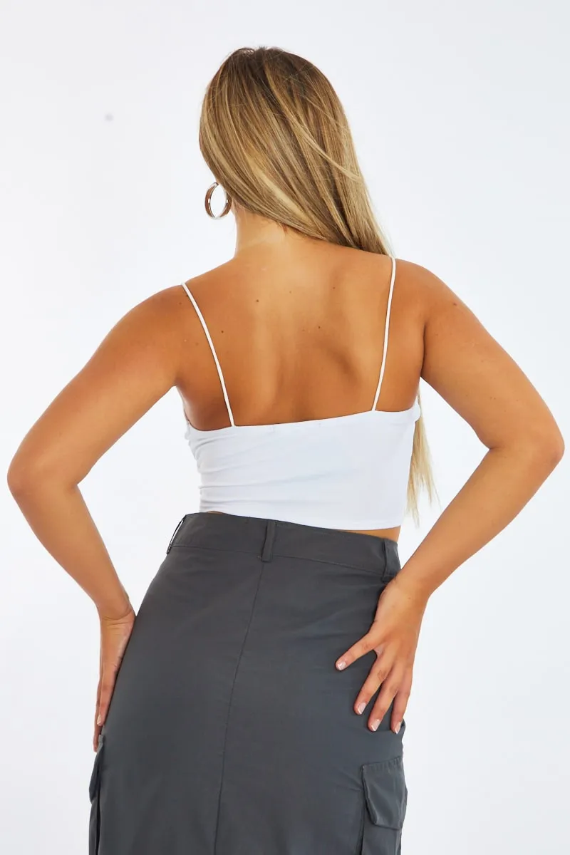 White Corset Detail Cropped Top - Cosima sold by Rebellious Fashion product image thumbnail 3