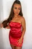 Red Satin Ruched Mini Dress - Thia sold by Rebellious Fashion