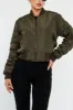 Khaki Zip Front Bomber Jacket - Jiya sold by Rebellious Fashion