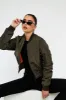 Khaki Zip Front Bomber Jacket - Jiya sold by Rebellious Fashion