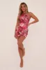 Red Floral Print Frill Detail Halter Neck Mini Dress - Frances sold by Rebellious Fashion