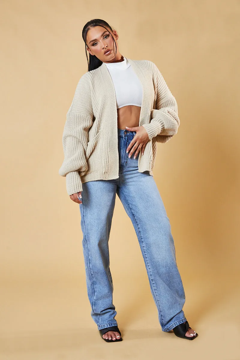 Beige Chunky Knit Slouchy Cardigan - Daisy sold by Rebellious Fashion product image thumbnail 2