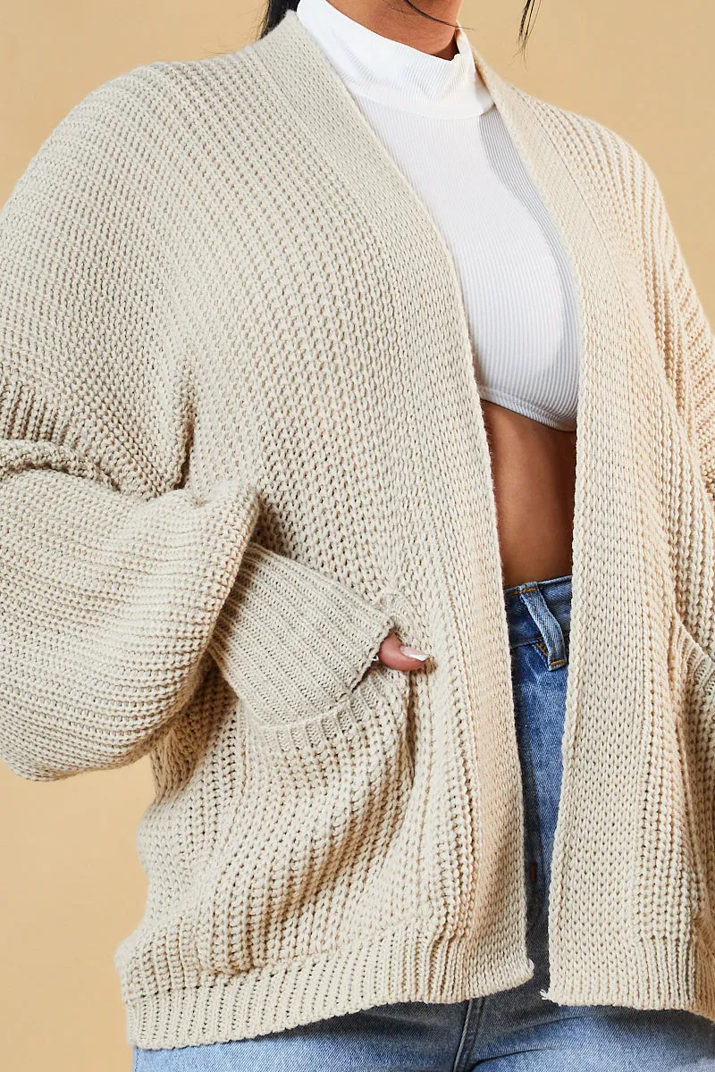 Beige Chunky Knit Slouchy Cardigan - Daisy sold by Rebellious Fashion product image thumbnail 3