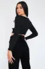 Black White Rib Cup Detail Crop Top - Saff sold by Rebellious Fashion