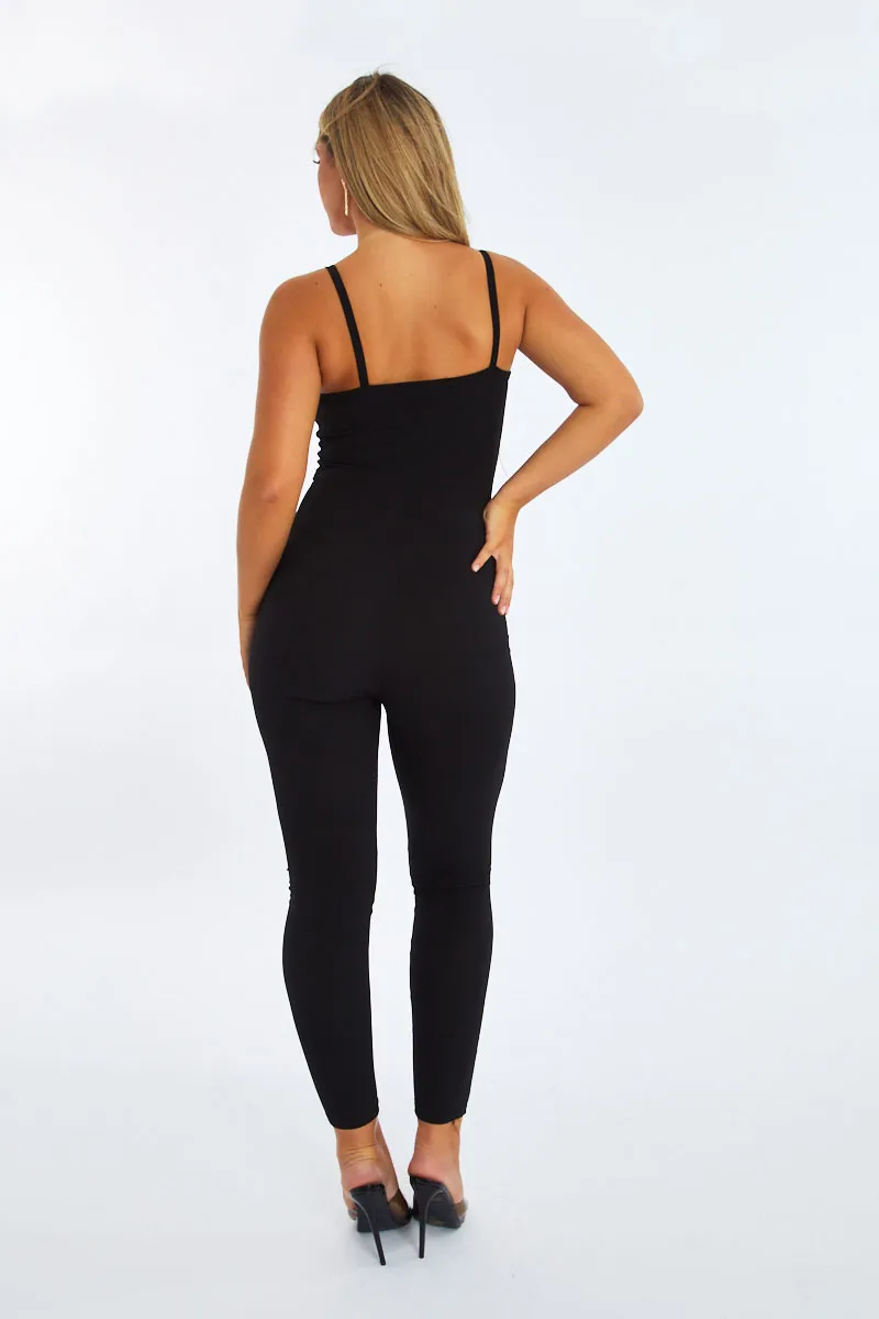 Black Rib Knit Cut Out Jumpsuit - Tamsin sold by Rebellious Fashion product image thumbnail 4