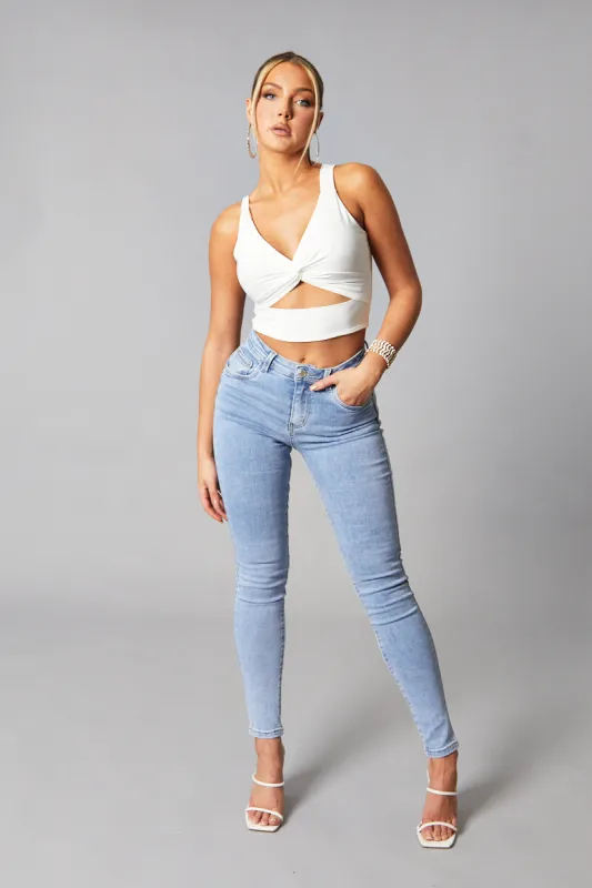 Light Blue High Waist Skinny Jeans - Nixi sold by Rebellious Fashion