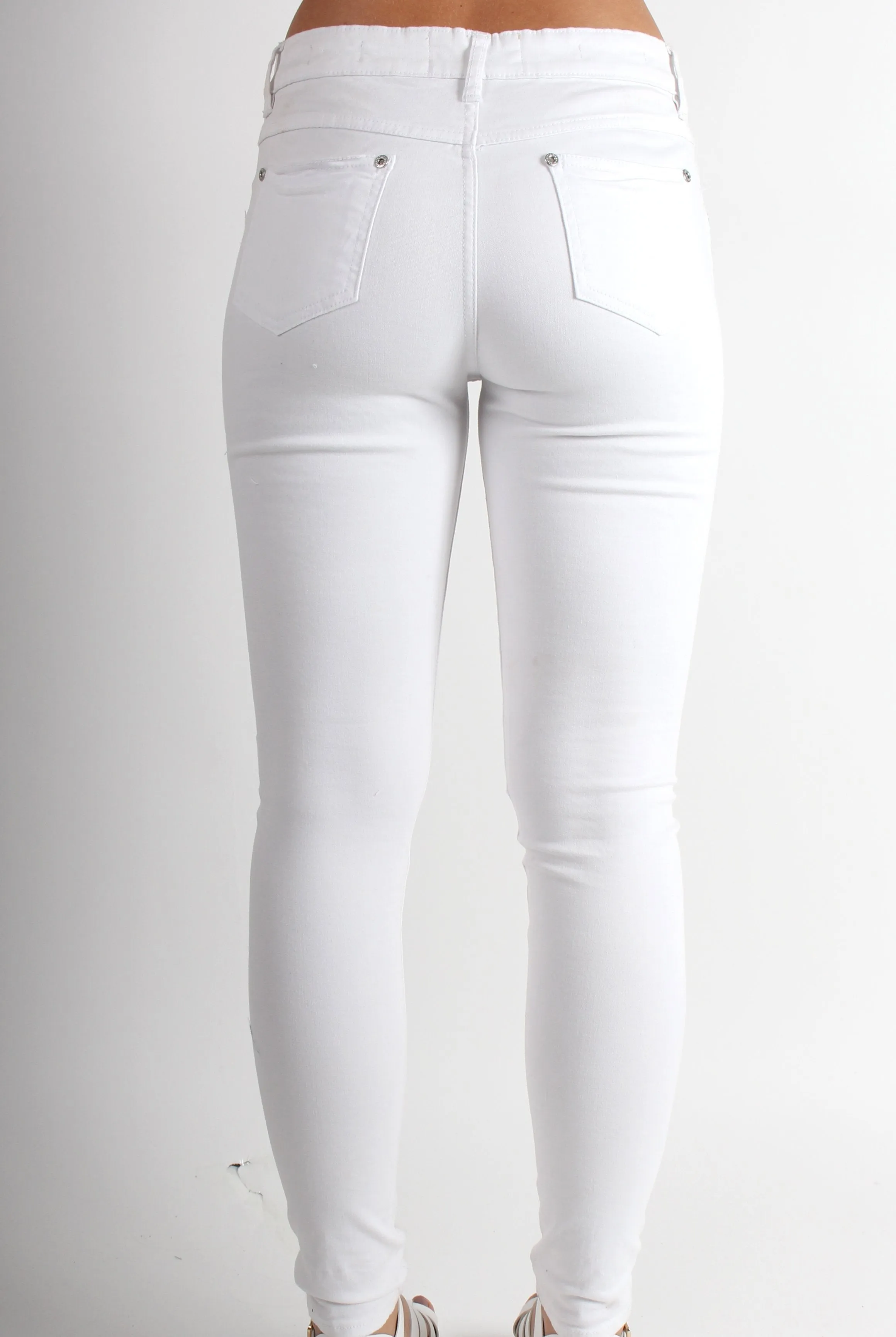 Lola White Ripped Skinny Jeans sold by Rebellious Fashion product image thumbnail 2