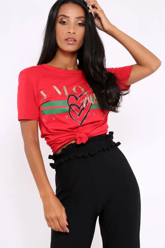 Red Amour Always Slogan T-shirt - Esmay sold by Rebellious Fashion