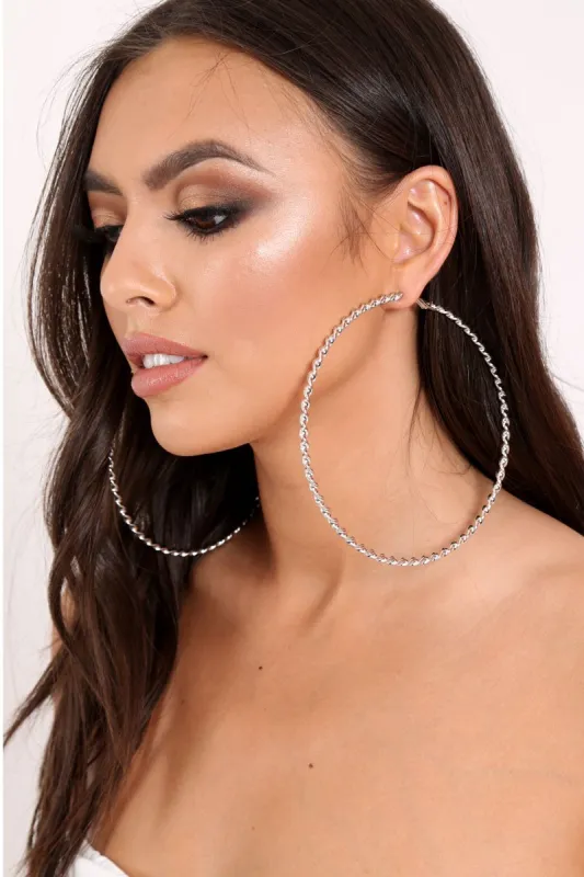 Silver Large Twisted Hoop Earrings - Jorja made by Rebellious Fashion