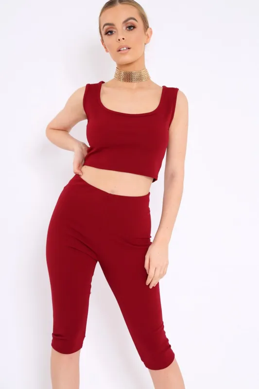 Wine Cropped Top and Leggings Co-Ords - Remini sold by Rebellious Fashion