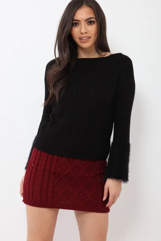 Wine Thick Knit Bodycon Skirt - Kristy sold by Rebellious Fashion