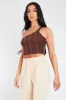 Brown Rib One Sleeve Crop Top - Zaniah sold by Rebellious Fashion