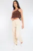 Brown Rib One Sleeve Crop Top - Zaniah sold by Rebellious Fashion