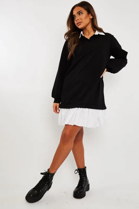 Black Oversized Jumper Shirt Dress - Islah sold by Rebellious Fashion