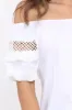 White Bardot Flower Crochet Top - Riella sold by Rebellious Fashion