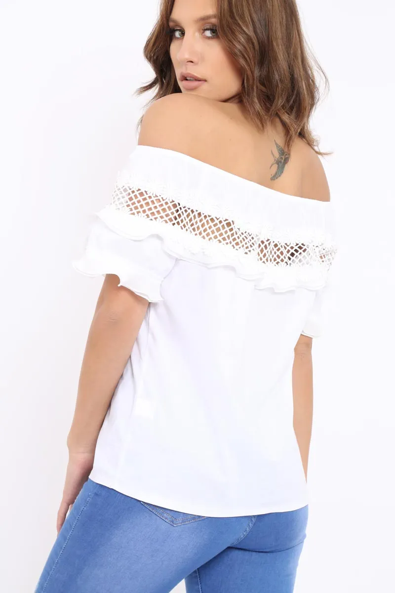 White Bardot Flower Crochet Top - Riella sold by Rebellious Fashion product image thumbnail 3