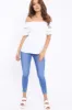 White Bardot Flower Crochet Top - Riella sold by Rebellious Fashion