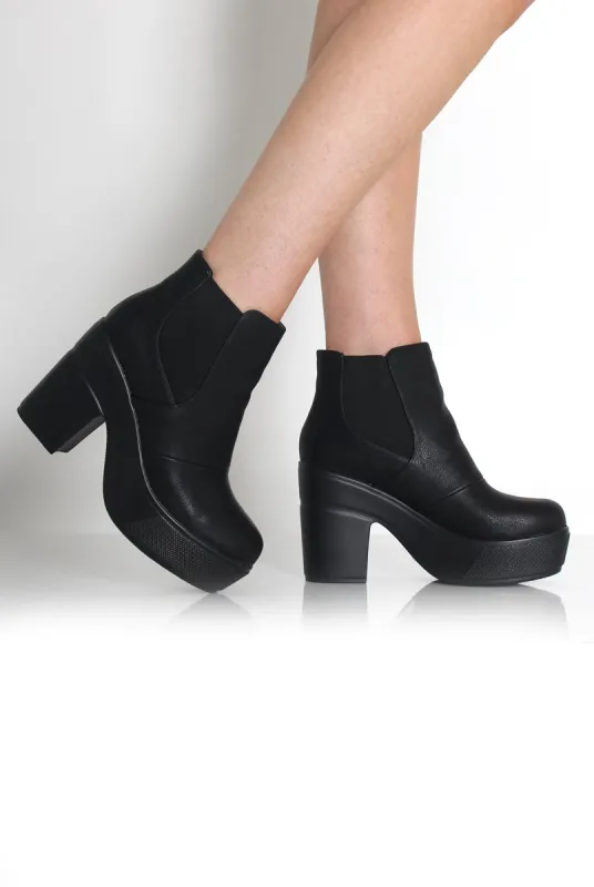 Blair Black Leather Platform Boots sold by Rebellious Fashion
