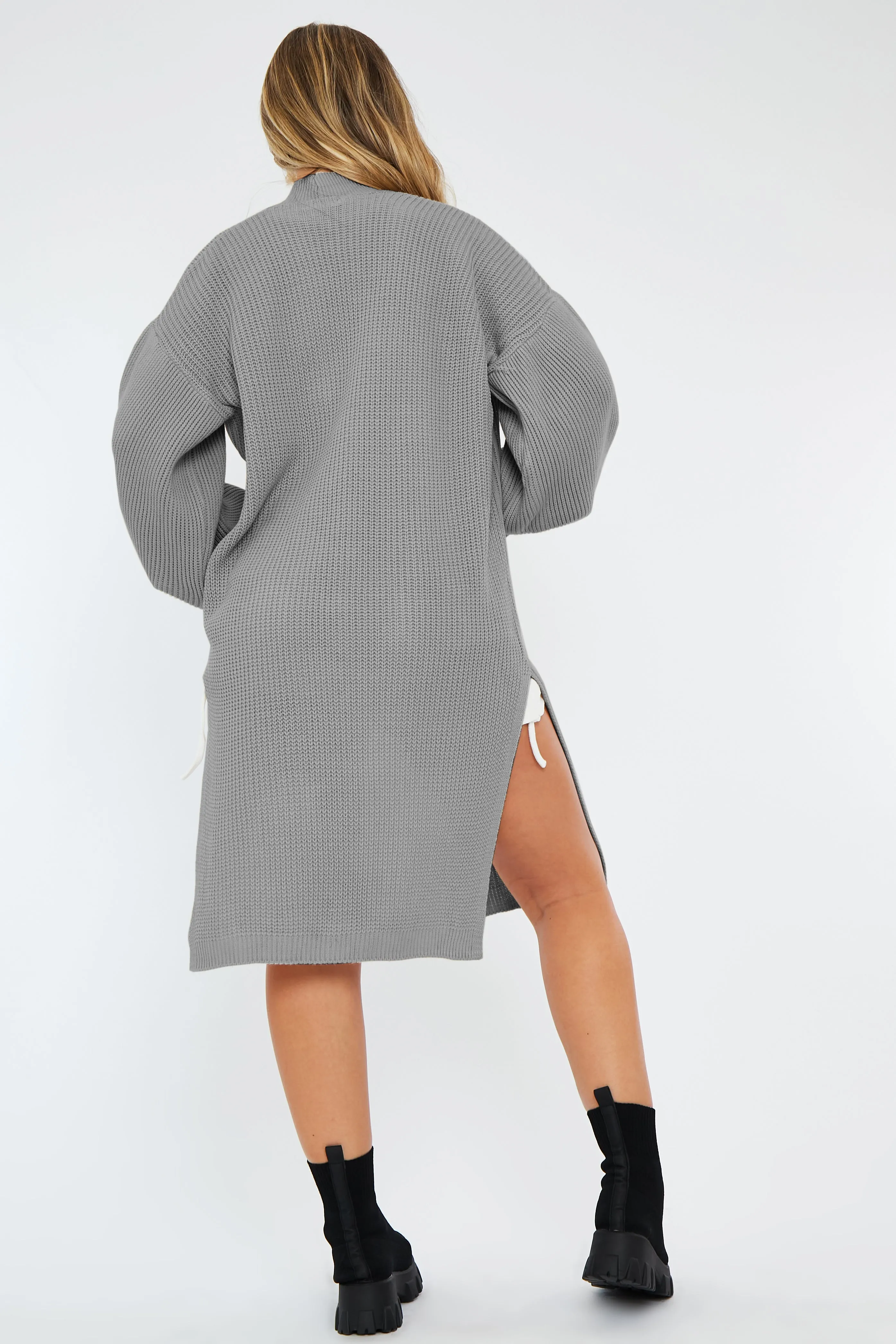 Grey Cable Knit Cardigan - Alice sold by Rebellious Fashion product image thumbnail 2