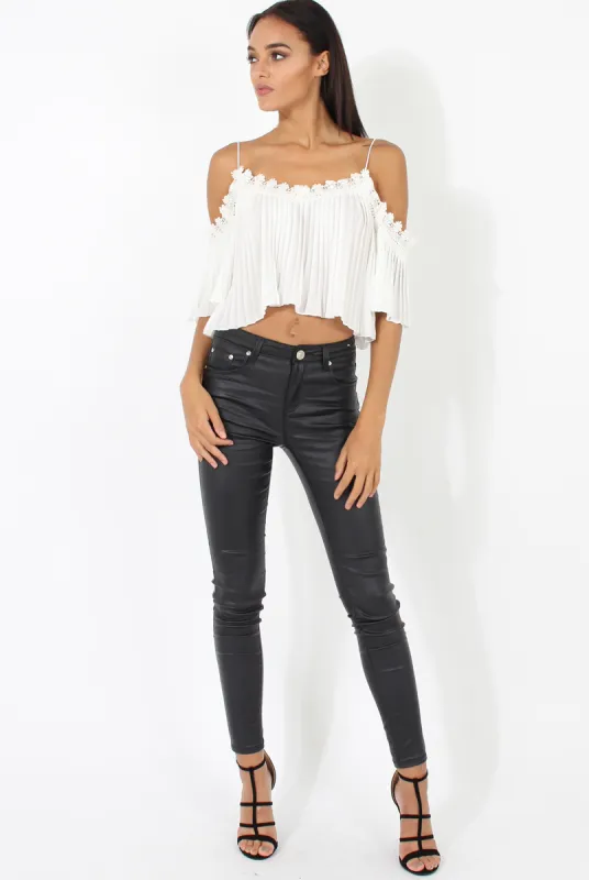 Skinny Fit High Waisted Leather Look Jeans - Bianca sold by Rebellious Fashion